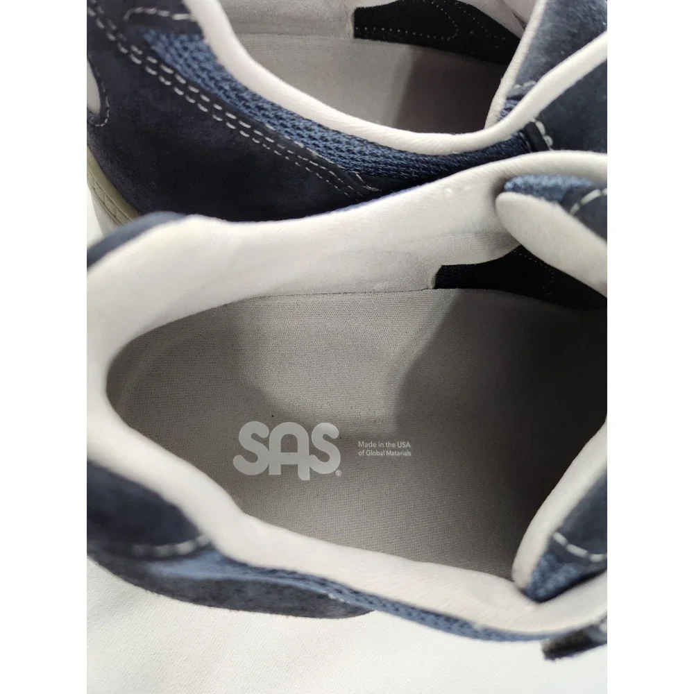 SAS JV Mesh Mens Sz 10 W Wide Navy Blue Suede Comfort Walking Sneakers Shoes‎